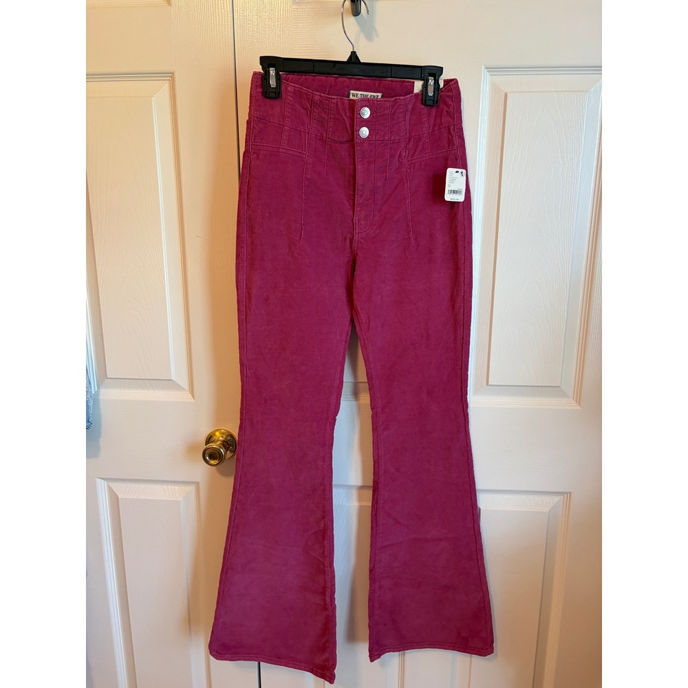 We The Free Jayde Cord High Rise Flare Pants Pink 27 NWT OB1756745